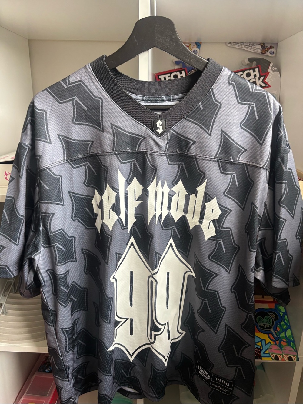 Black and gray mens streetwear jersey small